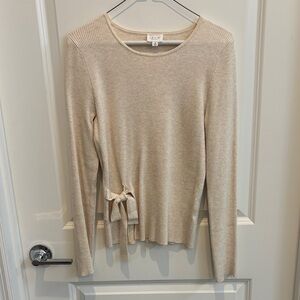 Le Lis Cream Long Sleeve Knit Top with Side Tie